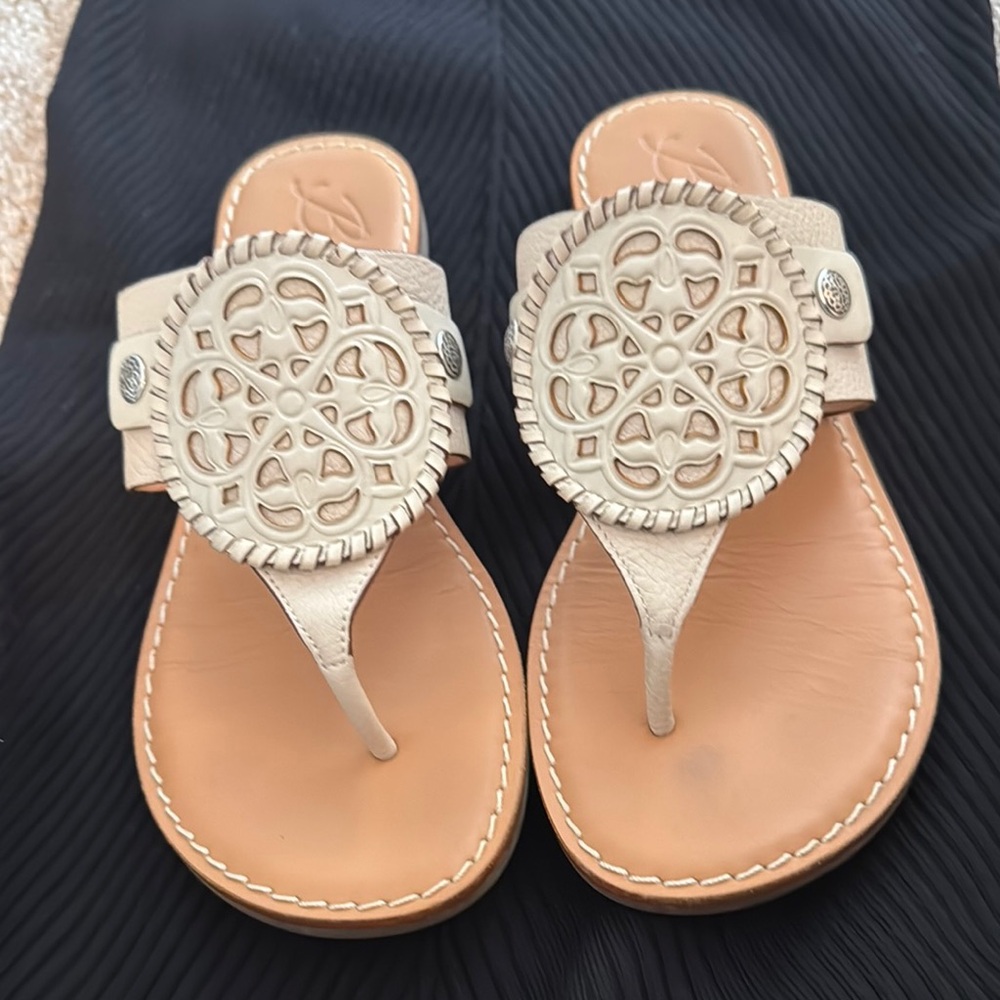Cream Sandals with Intricate Circular Design